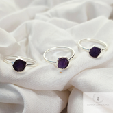 Dainty Raw Amethyst Ring, Amethyst Raw Stone Jewelry, Sterling Silver Plated Ring, Minimalist Ring, Raw Crystal Ring, Delicate Ring, Gift